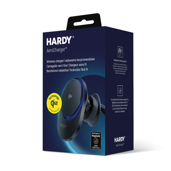 Car air vent holder 3mk Hardy AeroCharger 15W Qi2/MagSafe - black