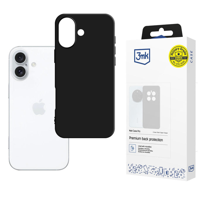 3mk Matt Case Pro for iPhone 16 - matte black