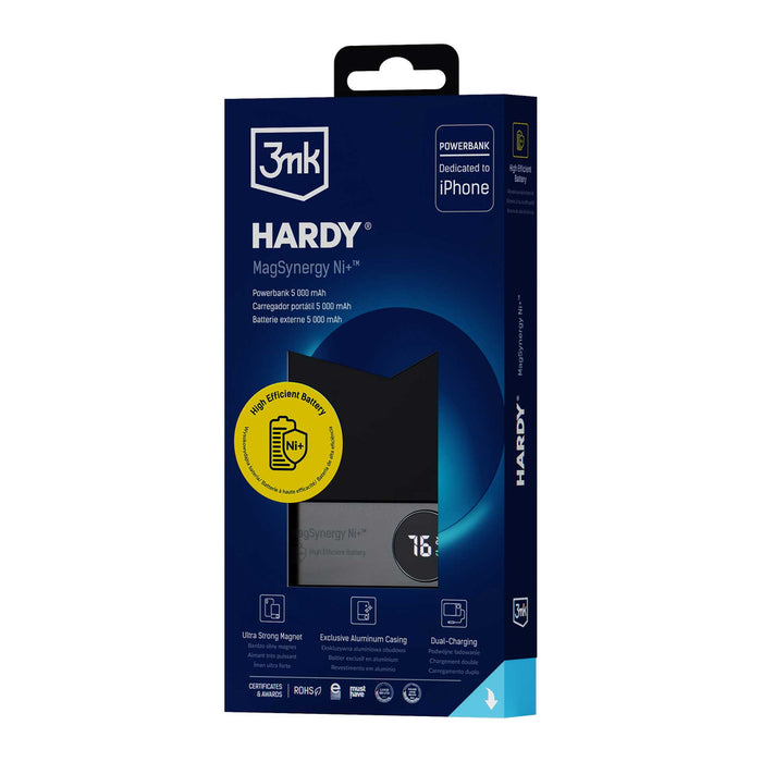 Powerbank 3mk HARDY MagSynergy Ni+ 5,000mAh 22.5W USB 1C1L - black