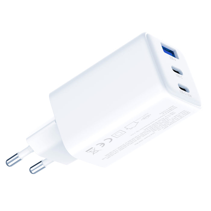 USB-C USB-A 3mk Hyper GaN PD Charger 65W™ - White