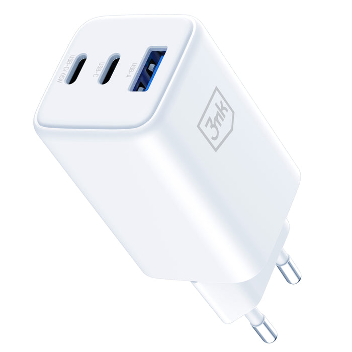 USB-C USB-A 3mk Hyper GaN PD Charger 65W™ - White
