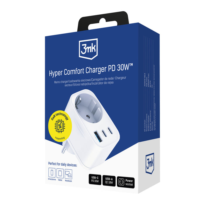 3mk Hyper Comfort Charger GaN PD 30W™ - White