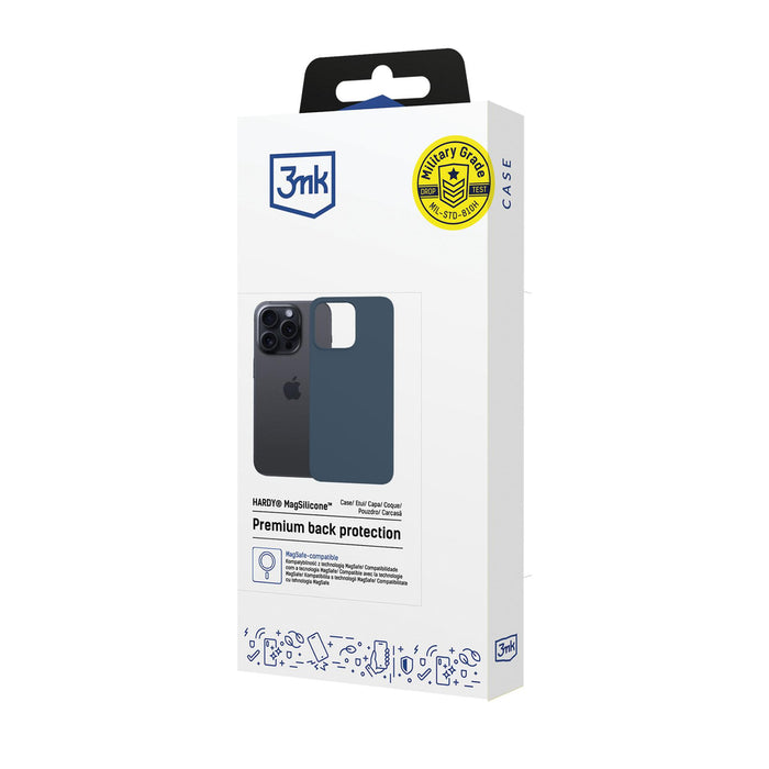 3mk Hardy MagSilicone Case for Apple iPhone 15 Pro - Navy Blue