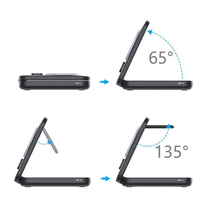 3mk MagRocket 3-in-1 15W Qi2 MPP MagSafe Wireless Charger - Black