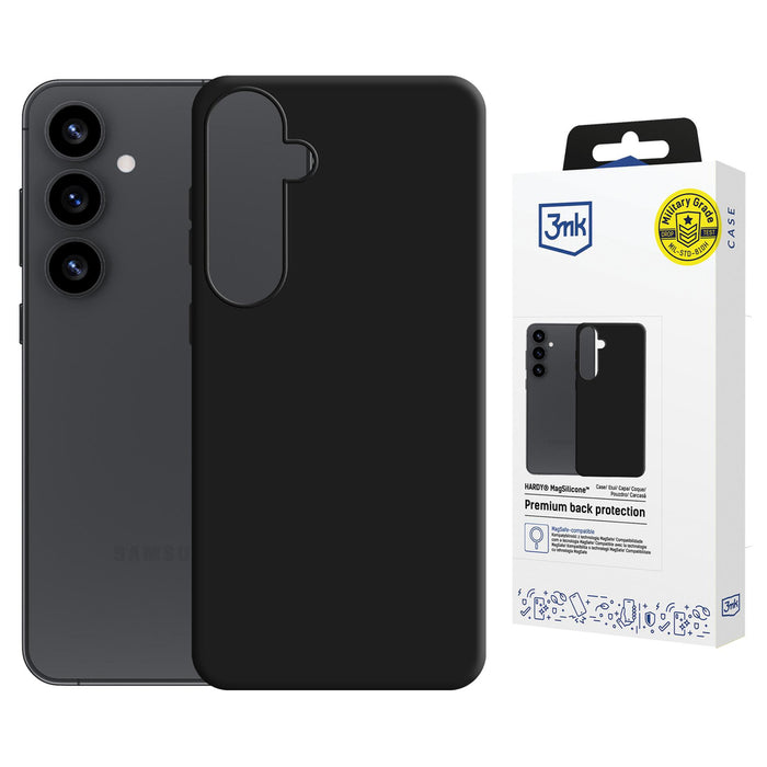 3mk Hardy MagSilicone Case for Samsung Galaxy S25 - Black