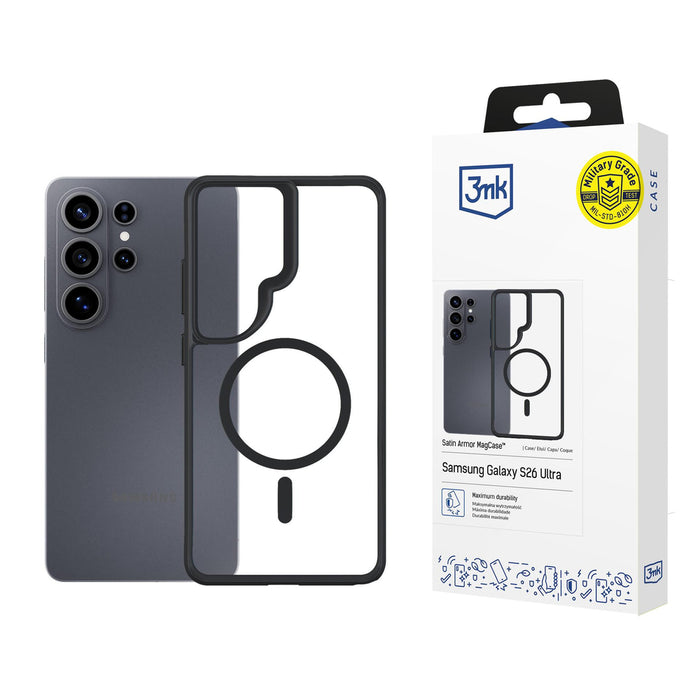 3mk Satin Armor MagCase for Samsung Galaxy S26 Ultra - Transparent Black