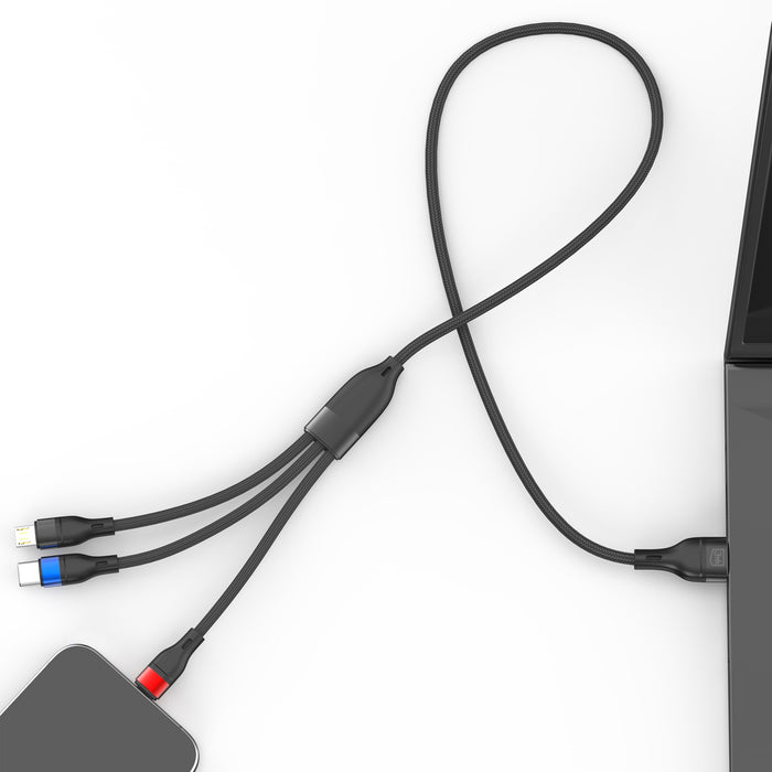 3mk Hyper Cable N-SERIES 3 in 1 USB-A / Lightning / Micro 1.2m 9V/2A 18W - black
