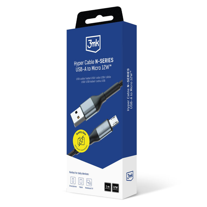 3mk Hyper Cable N-SERIES USB-A / MicroUSB 1m 5V/2.4A 12W / black