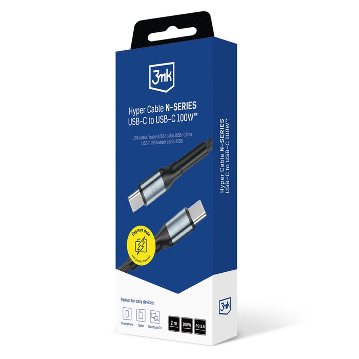 3mk Hyper Cable N-SERIES USB-C / USB-C 2m 20V/5A 100W / black