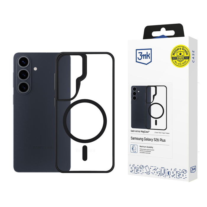 3mk Satin Armor MagCase for Samsung Galaxy S26+ - Black