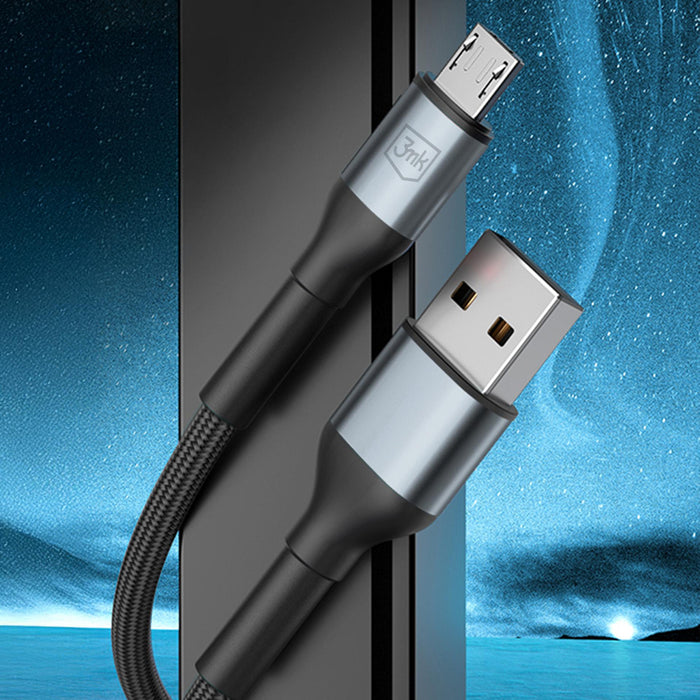 3mk Hyper Cable N-SERIES USB-A / MicroUSB 3m QC 3.0 5V/2A 10W - black