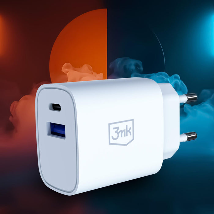 3mk FlowPower 25W 1A1C PD QC4+ Wall Charger - White