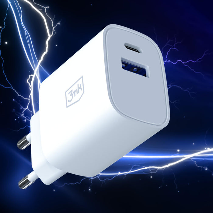 3mk FlowPower 30W 1A1C PD 3.0 QC4+ Wall Charger - White