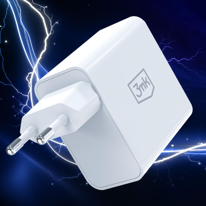3mk FlowPower 45W 1A1C PD3.0 QC4+ Wall Charger - White