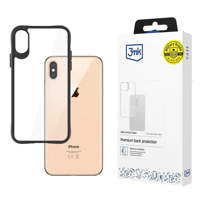 3mk Satin Armor Case+ for iPhone Xs Max - Transparent Black - *Kategoria tymczasowa<<<HurtelXML