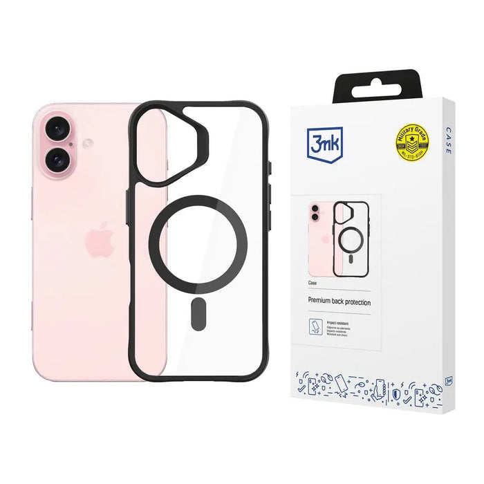 3mk Satin Armor MagCase with MagSafe for iPhone 16 Plus - Clear with Black Frame - *Kategoria tymczasowa<<<HurtelXML