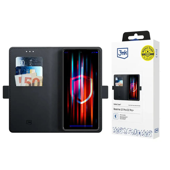 3mk Wallet Case with Flip for Realme 12 Pro / 12 Pro+ - Black - Cell phone cases and covers<<<HurtelXML