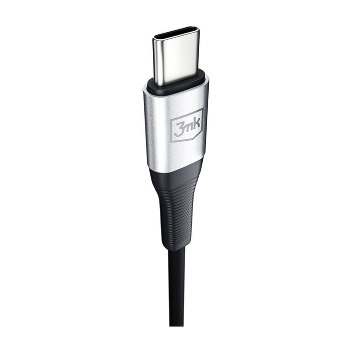 3mk AUX minijack 3.5 mm / USB-C cable - silver