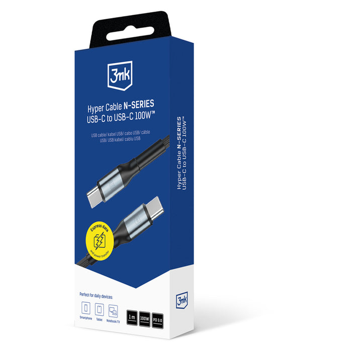 3mk Hyper Cable 3mk Hyper Cable N-SERIES USB-C / USB-C 1m 20V/5A 100W / black