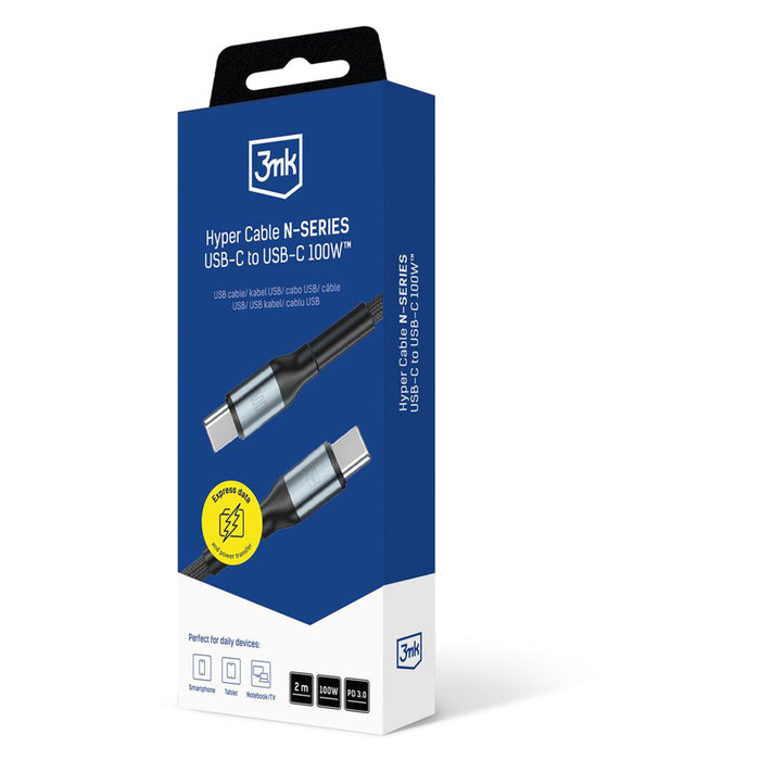 3mk Hyper Cable N-SERIES USB-C / USB-C 2m 20V/5A 100W / black