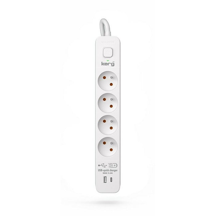 4-socket plugboard with power switch Kerg M02593 (3 m) - Разклонители<<<Електроника Периферни и резервни
