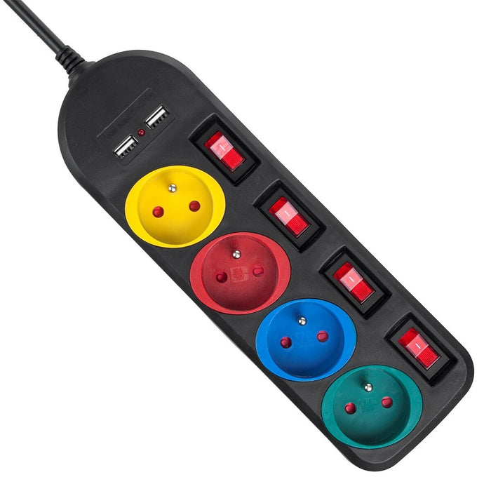 4-socket plugboard with power switch MacLean MCE229B (1,5 m) - Разклонители<<<Електроника Периферни и резервни