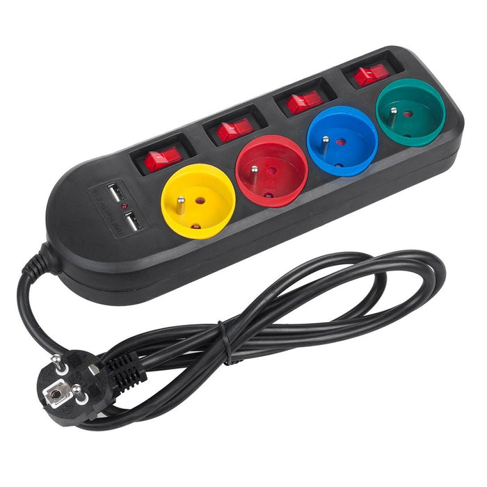 4-socket plugboard with power switch MacLean MCE229B (1,5 m) - Разклонители<<<Електроника Периферни и резервни