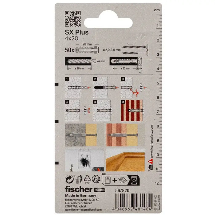 4X20 FISCHER SX PLUS EXPANSION DOwel - Комплекти дюбели<<<Дюбели<<<Инструменти и