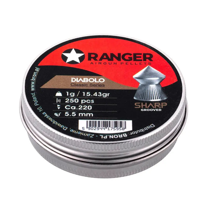 5.5 mm RANGER Diabolo Professional Sharp Grooved Point 250 pellets - Air gun pelletsSTZ-SDW<<<ShootingSTZ<<<ActionPL