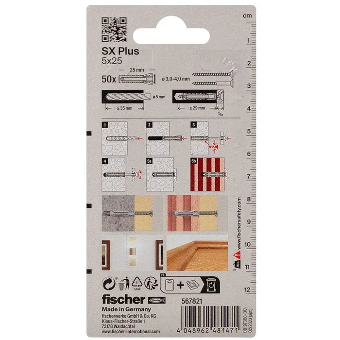 5X25 FISCHER SX PLUS EXPANSION DOwel - Комплекти дюбели<<<Дюбели<<<Инструменти и железария<<<Praktiker