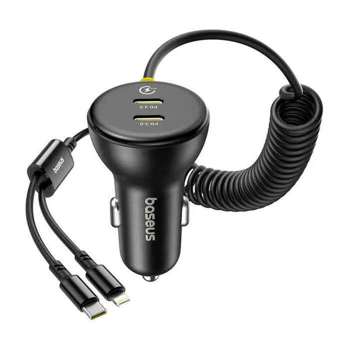 60W Baseus USB-C car charger + Lightning cable (Black) - Car chargers<<<Chargers<<<GSM Accessories<<<InnproXML