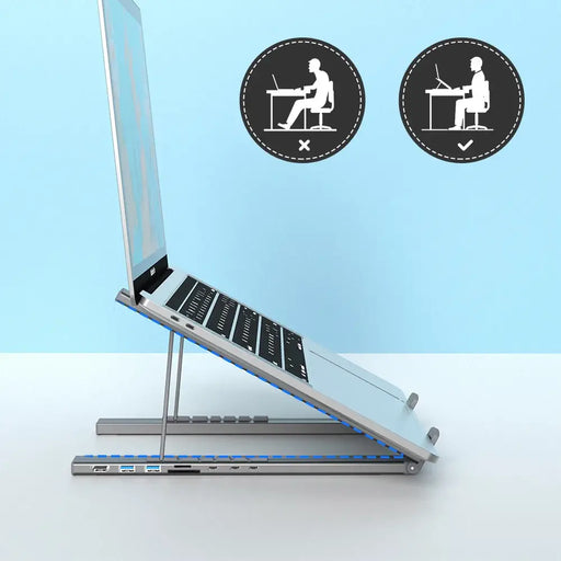 7in1 laptop stand Choetech HUB-M48 PD USB-C SD TF USB-A HDMI 100W + USB-C cable - gray - USB hubs<<<HurtelXML