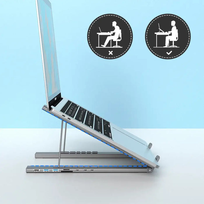 7in1 laptop stand Choetech HUB-M48 PD USB-C SD TF USB-A HDMI 100W + USB-C cable - gray - USB hubs<<<HurtelXML