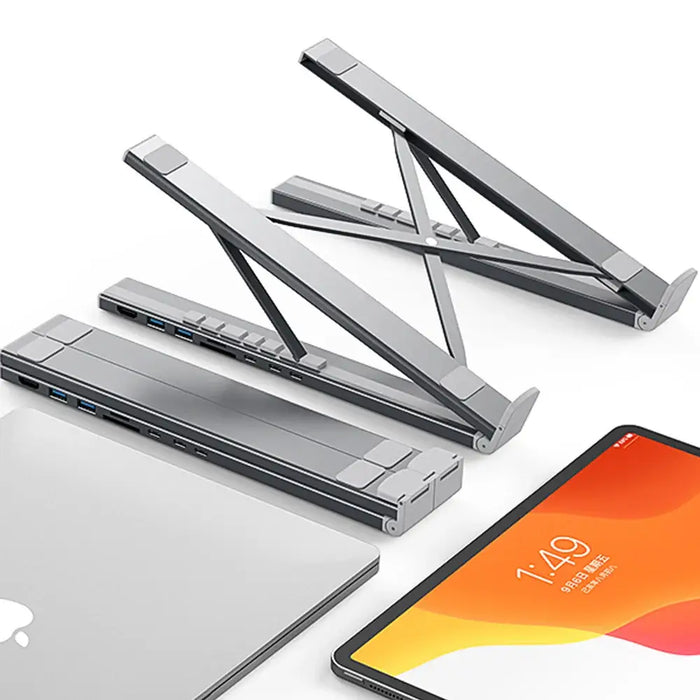 7in1 laptop stand Choetech HUB-M48 PD USB-C SD TF USB-A HDMI 100W + USB-C cable - gray - USB hubs<<<HurtelXML