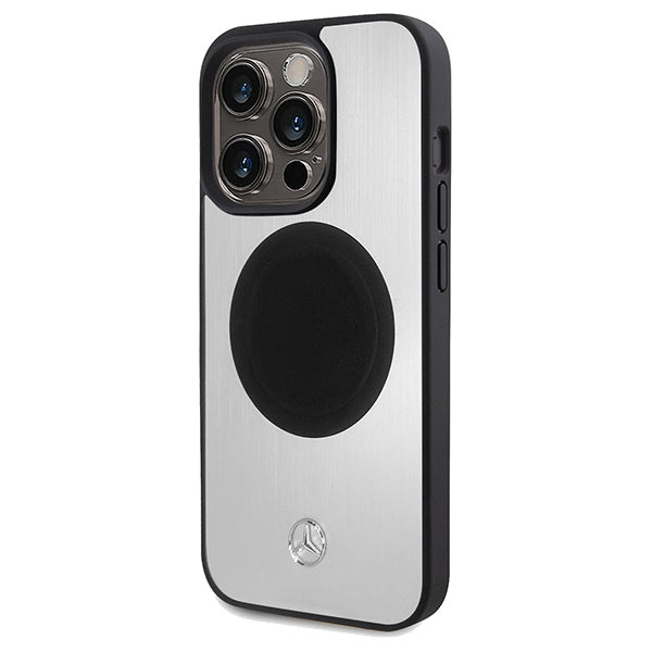 Mercedes Leather&Alu MagSafe case for iPhone 15 Pro - silver - Cell phone cases and covers<<<HurtelXML