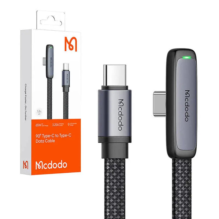 90 degree cable USB-C to USB-C Mcdodo CA-3360 65W 1.2m (black) - USB-C to USB-C<<<USB cables<<<GSM