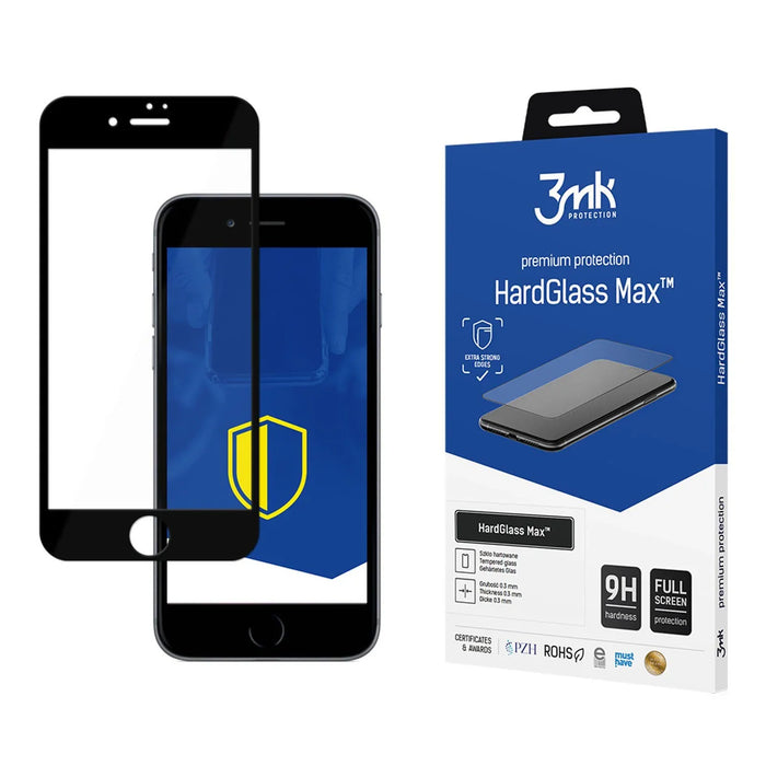 9H 3mk HardGlass Max™ glass for iPhone 7 with black frame - Cell phone tempered glass<<<HurtelXML
