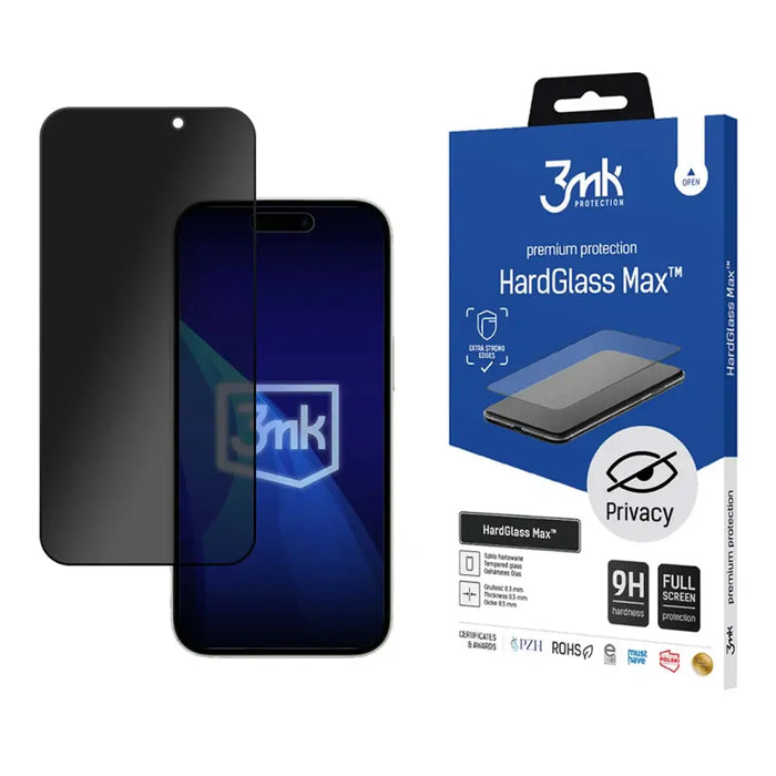 9H Privacy Glass 3mk HardGlass Max Privacy for Apple iPhone 16 Pro Max - Cell phone tempered glass<<<HurtelXML