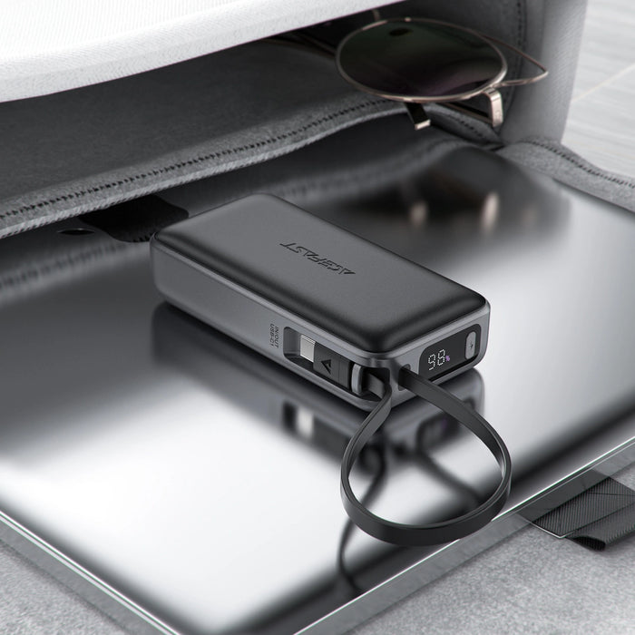 Acefast M7-10000 PD30W Powerbank with Built-in Cable - Black