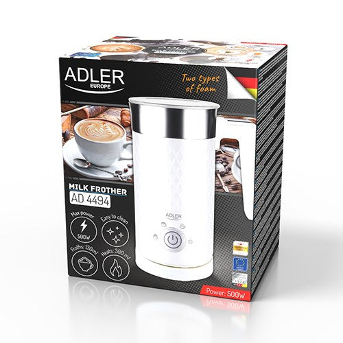 Adler AD 4494 milk frother/warmer Automatic Metallic, White