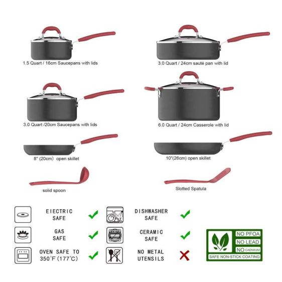Amazon Basics 12 Piece Cookware Set B07Y59H2QX