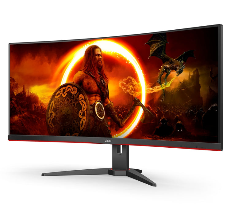 AOC CU34G2XE/BK, 34" Curved 1500R VA WLED, 3440x1440@144Hz, 4ms GtG, 1ms MPRT, 300 cd/m2, 3000:1, DCR 80M:1, Adaptive Sync, FlickerFree, Low Blue Light, Tilt, HDMI, 2xDP