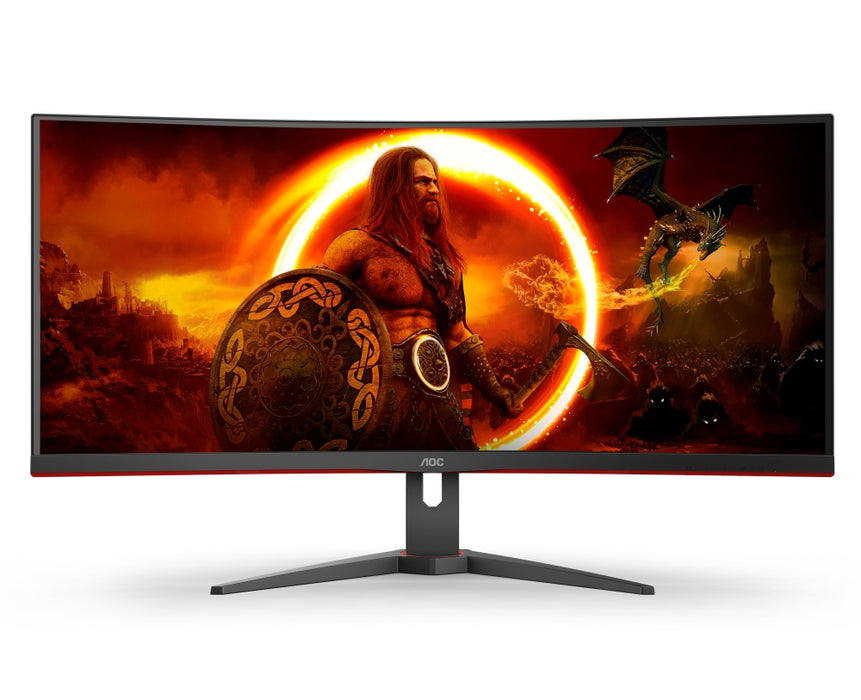 AOC CU34G2XE/BK, 34" Curved 1500R VA WLED, 3440x1440@144Hz, 4ms GtG, 1ms MPRT, 300 cd/m2, 3000:1, DCR 80M:1, Adaptive Sync, FlickerFree, Low Blue Light, Tilt, HDMI, 2xDP