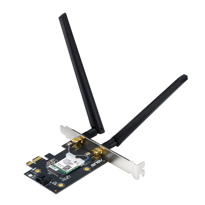 Asus PCI-E Adapter, PCE-BE6500, BE6500, Tri-Band, Bluetooth 5.4, WPA3, 4096-QAM, OFDMA, MU-MIMO, MLO