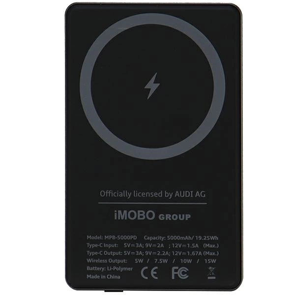 Powerbank Audi Big Logo MagSafe inductive 15W 5000mAh - gray