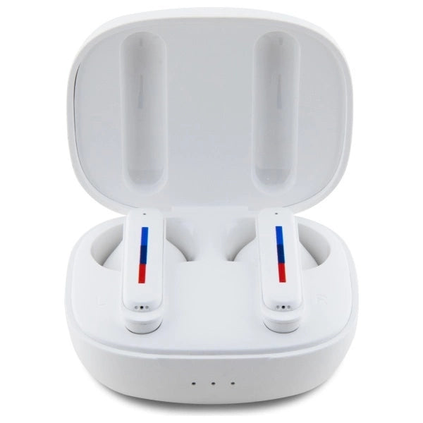BMW Bluetooth headphones BMBEMIATP20LOH TWS + docking station white/white Printed Logos