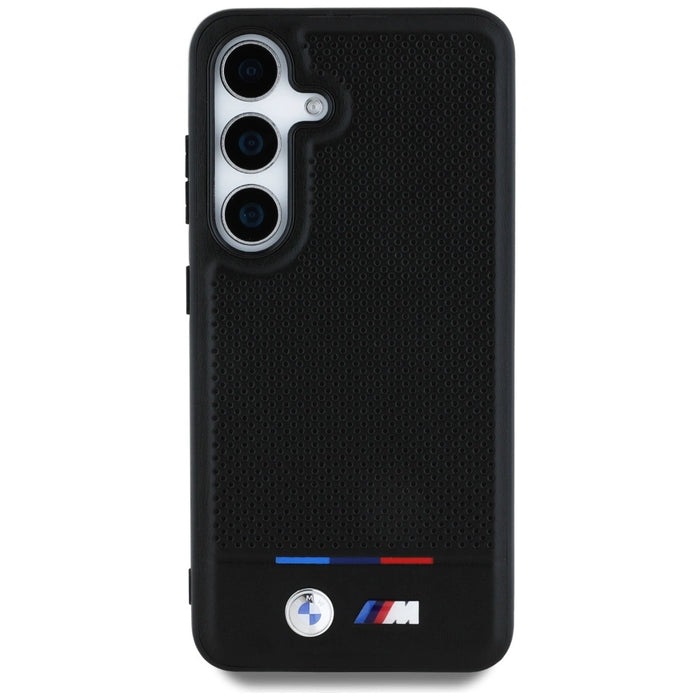 BMW Leather Tricolor Stripe MagSafe Case for Samsung Galaxy S25+ - Black