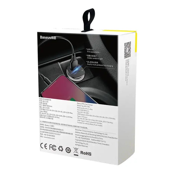 Baseus Square Car Charger PPS QC4.0 / PD3.0 5A 30W (black)