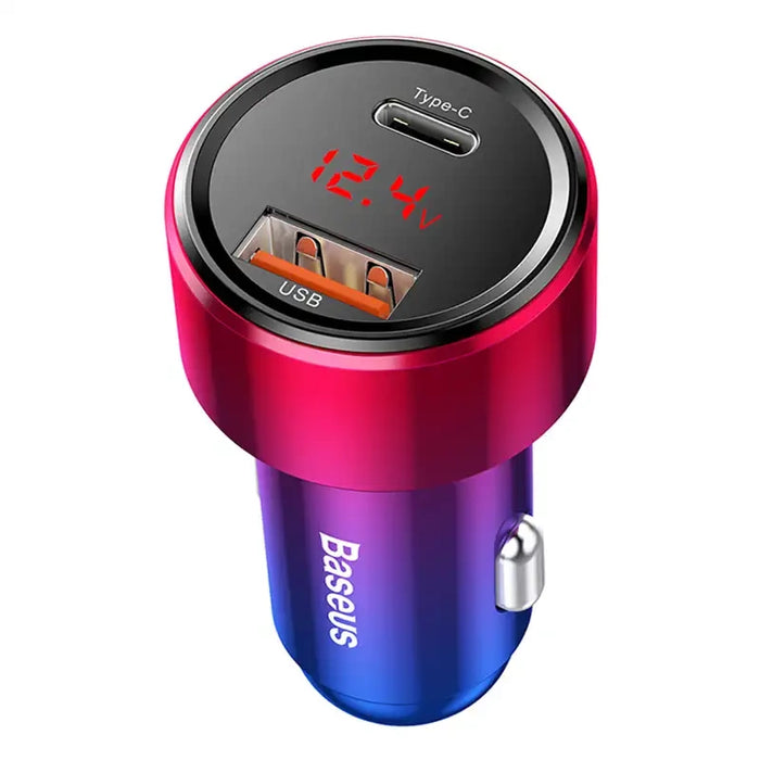 Baseus Magic USB + USB-C QC 4.0 PD 45W car charger (red-blue).