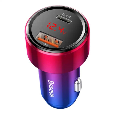 Baseus Magic USB + USB-C QC 4.0 PD 45W car charger (red-blue).